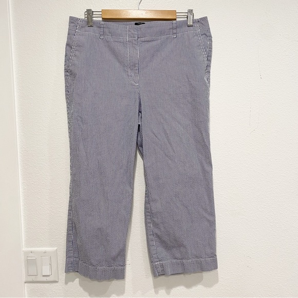 Talbots Chelsea Blue White Stripe Crop Pants sz 12 - Picture 1 of 7